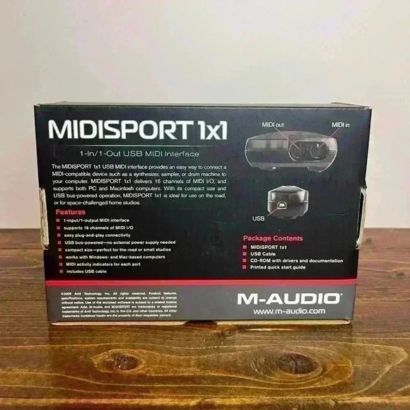 NEW M-AUDIO USB MIDISPORT 1X1 1-in/1-out USB MIDI Interface - Picture 4 of 5